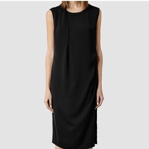 All Saints Halycon Sleeveless Draped Knee Length Dress sz US 2 Dark Navy